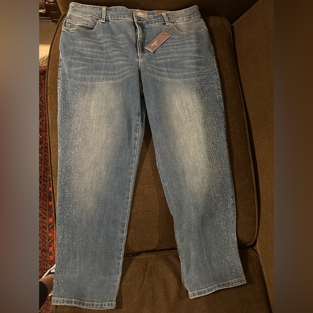 Chico’s so slim ankle length sparkly jeans